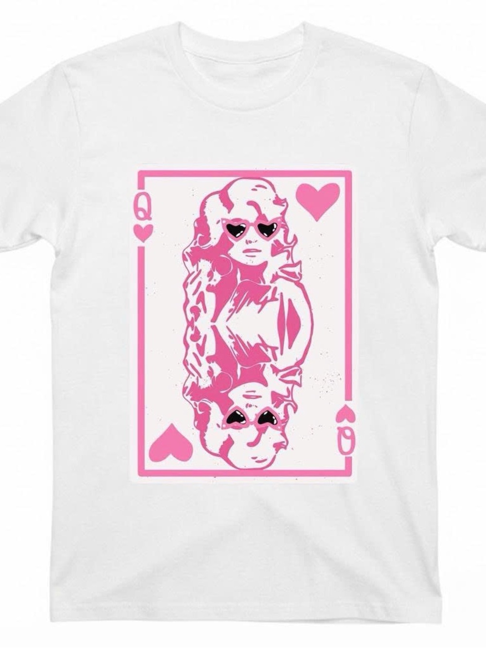 Gildan White Tee with Pink Queen Dolly Parton Graphic Tee